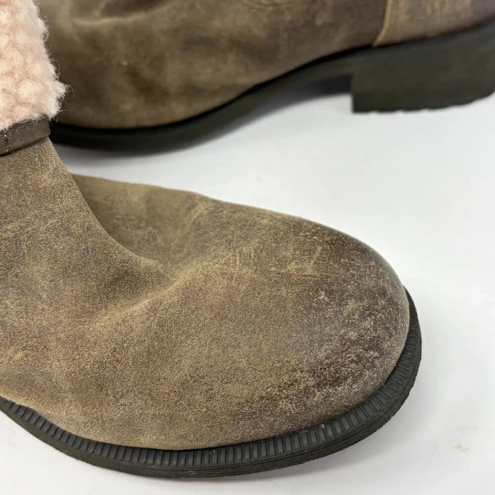 UGG women's Blayre III short boots 6 sherpa green sheepswool cuff buckle snow